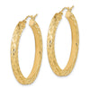 14K Satin Diamond-cut Hoop Earrings