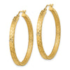 14K Satin and Diamond-cut Hoop Earrings