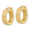 4mm Gold Textured Greek Key Hoop Earrings