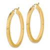 14K Polished & Hammered Hoop Earrings