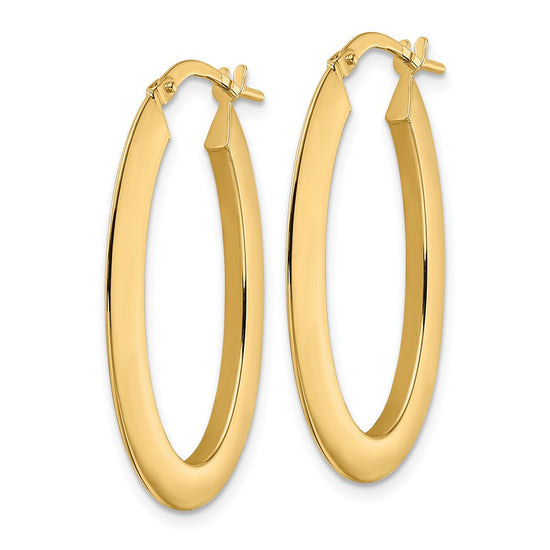 Gold Knife Edge Oval Hoop Earrings
