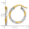 2mm Gold Rhodium Twisted Square Tube Hoop Earrings