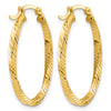 2.5mm Gold Twisted Tube Oval Hoop Earrings