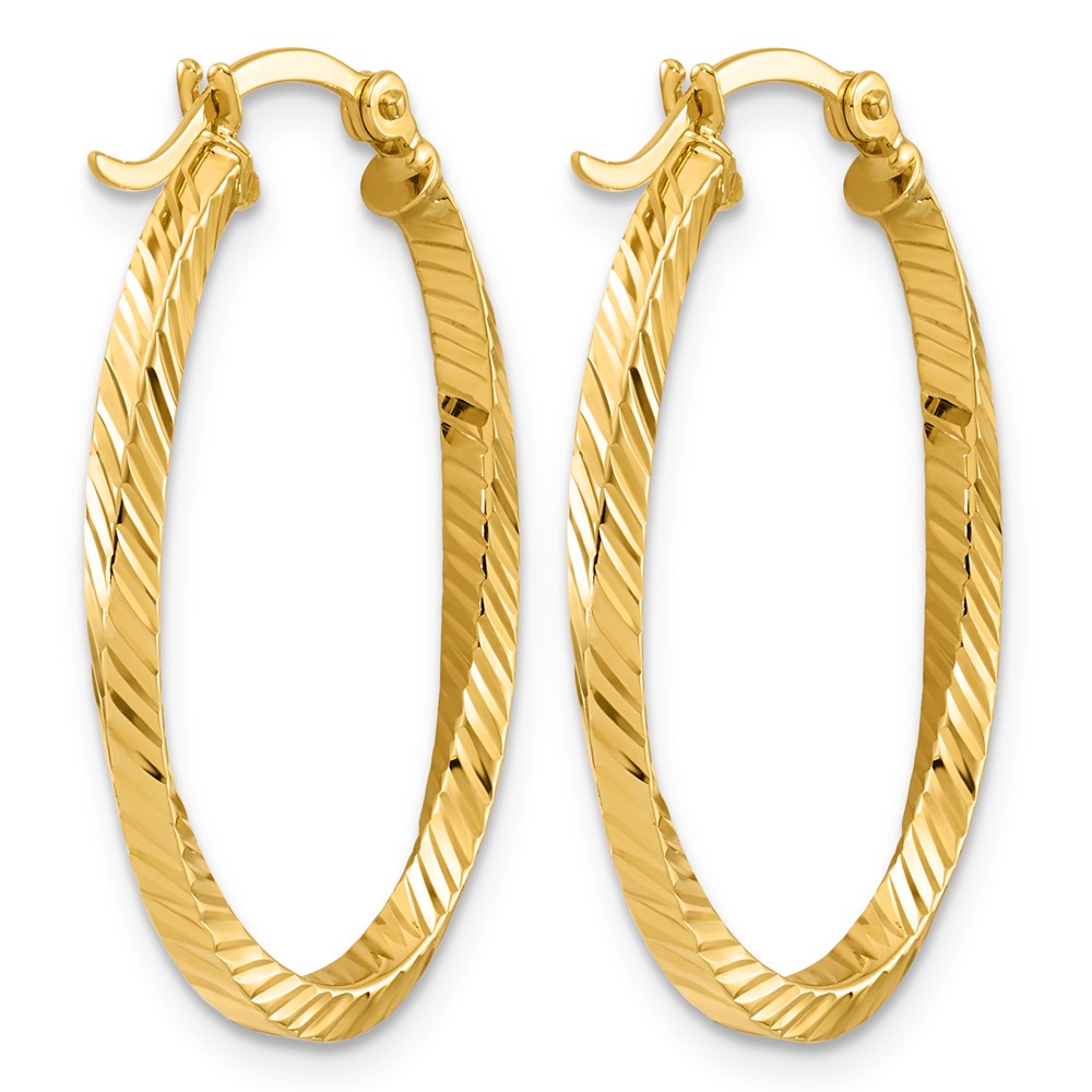 2.5mm Gold Twisted Tube Oval Hoop Earrings