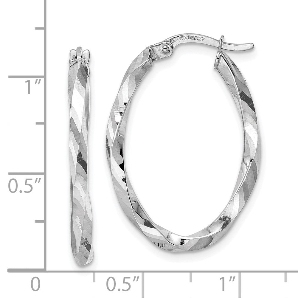 2.5mm Gold Twisted Tube Oval Hoop Earrings