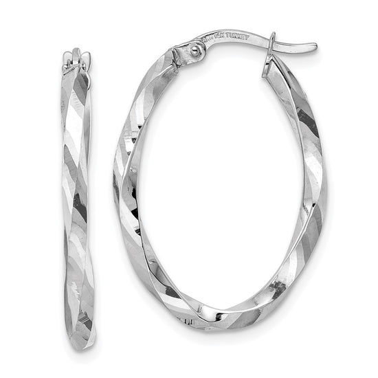 2.5mm Gold Twisted Tube Oval Hoop Earrings