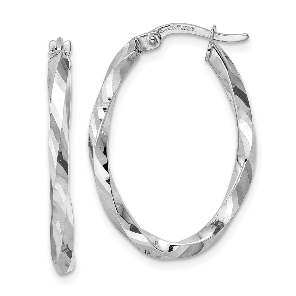 2.5mm Gold Twisted Tube Oval Hoop Earrings