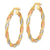 14K with Rose and White Rhodium Textured Twisted Hoop Earrings
