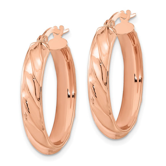 4.75mm Gold Oval Twist Hoop Earrings