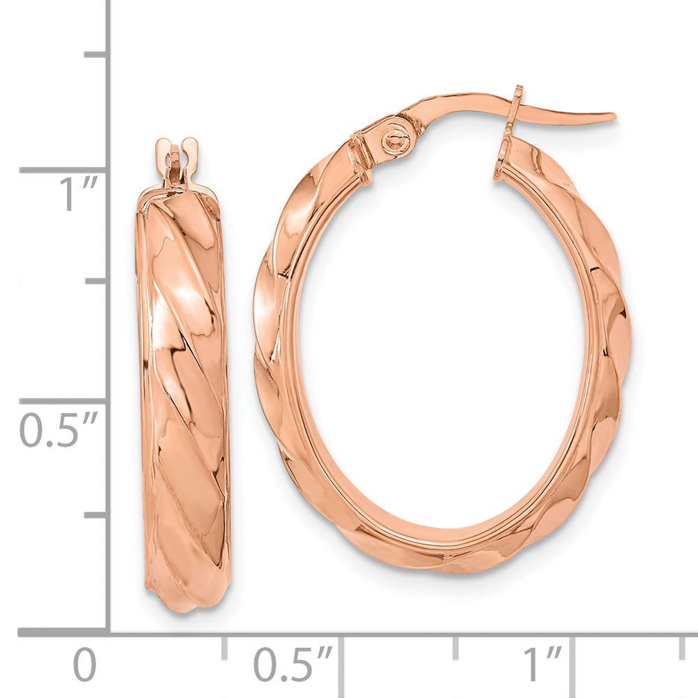 4.75mm Gold Oval Twist Hoop Earrings