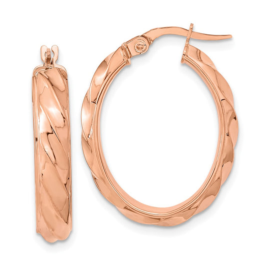 4.75mm Gold Oval Twist Hoop Earrings