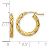 14k Polished & Textured Twisted Hoop Earrings