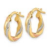 Gold w/White and Rose Rhodium Twisted Hoop Earrings