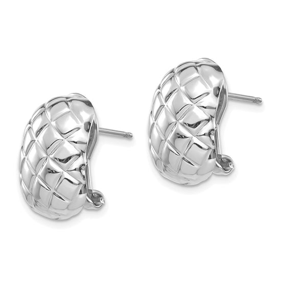 Gold Textured Omega Back Post Earrings