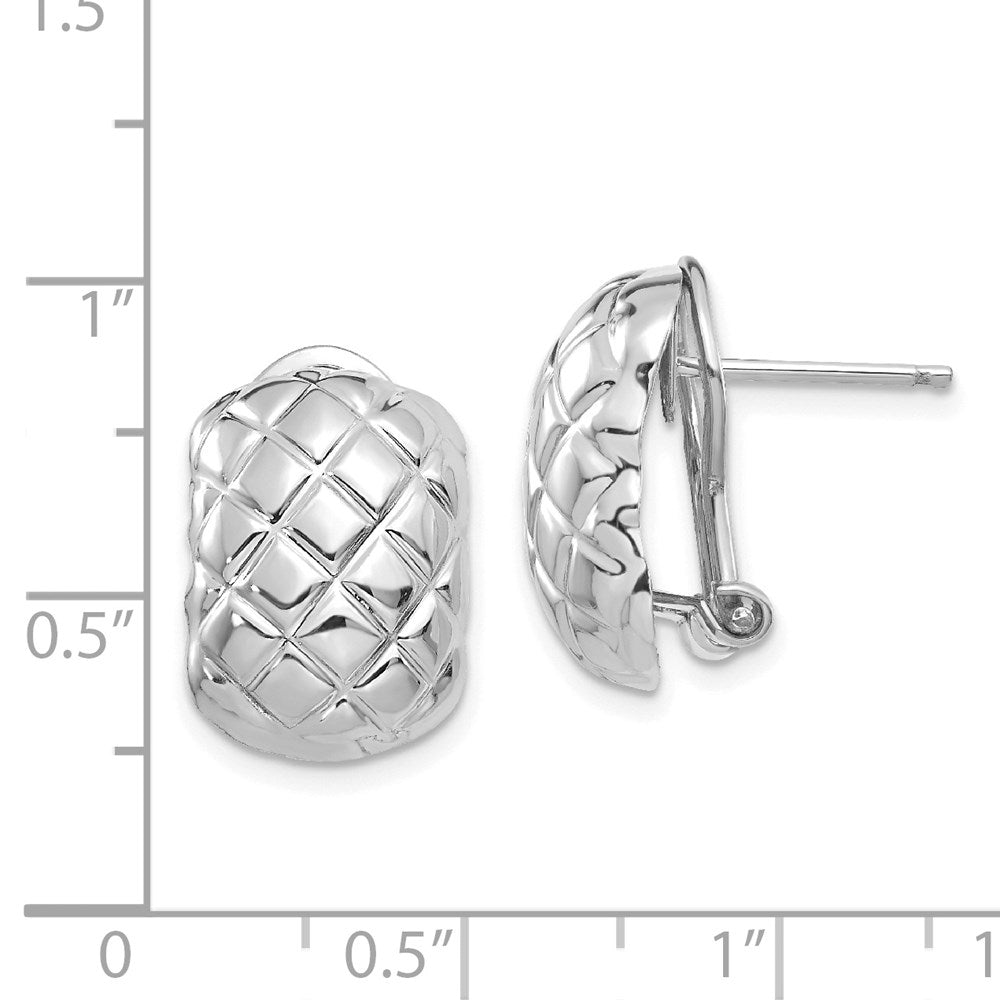 14k White Gold 12x17mm Polished Crisscross Omega Back Post Earrings