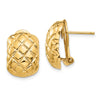 14k 12x17mm Polished Crisscross Omega Back Post Earrings