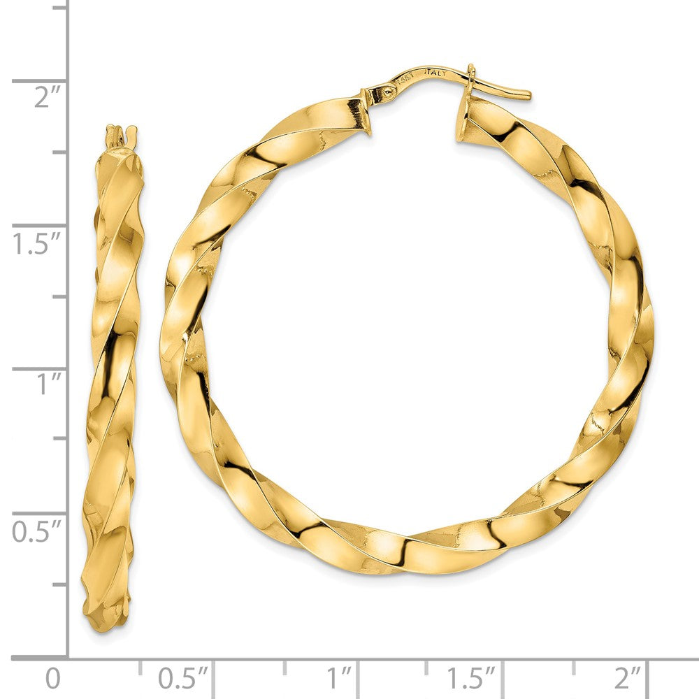 4mm Gold Twisted Tube Hoop Earrings