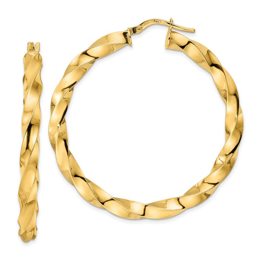 4mm Gold Twisted Tube Hoop Earrings
