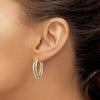 14K w/White and Rose Rhodium Polished and Textured Hoop Earrings