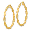 3.25mm Gold Polished & Brushed Twisted Hoop Earrings