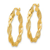 3.25mm Gold Polished & Brushed Twisted Hoop Earrings