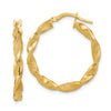3.25mm Gold Polished & Brushed Twisted Hoop Earrings