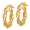 3.25mm Gold Polished & Brushed Twisted Hoop Earrings