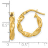 3.25mm Gold Polished & Brushed Twisted Hoop Earrings