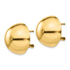 14k 20mm Polished Half Ball Omega Back Post Earrings