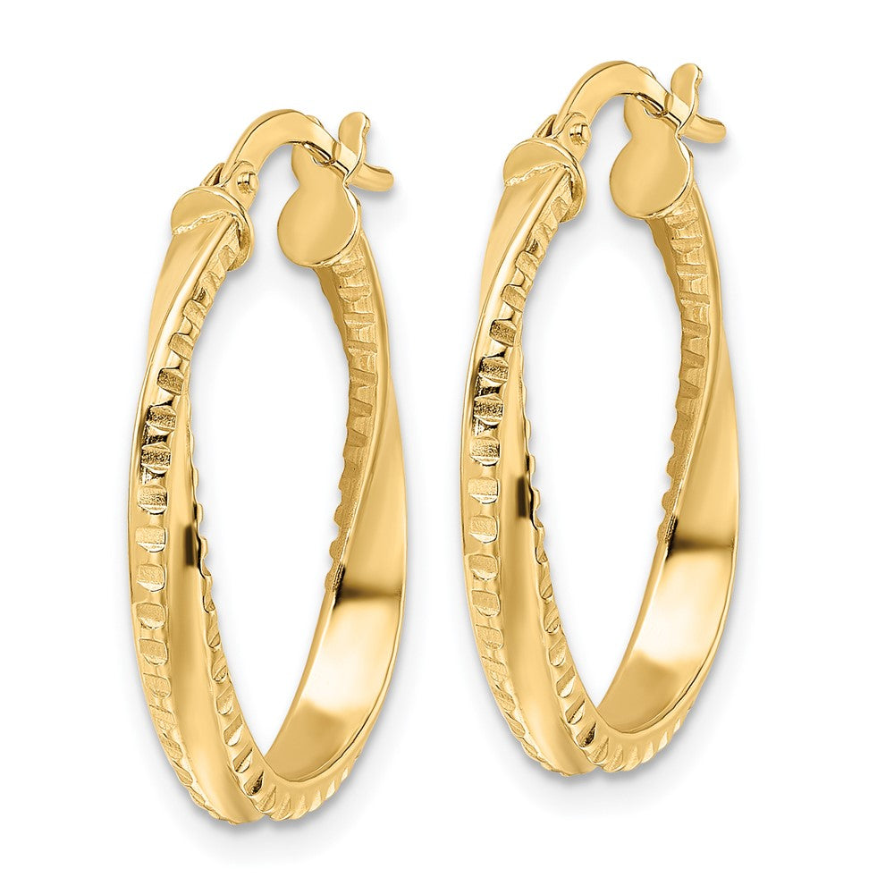 3mm Gold Textured Twisted Hoop Earrings