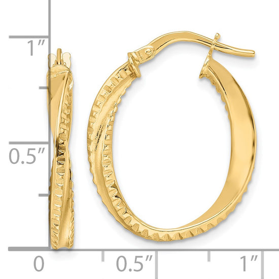 3mm Gold Textured Twisted Hoop Earrings