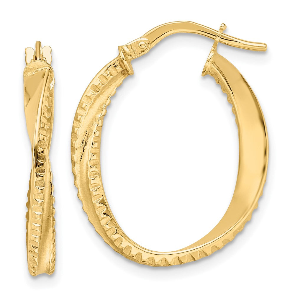 3mm Gold Textured Twisted Hoop Earrings