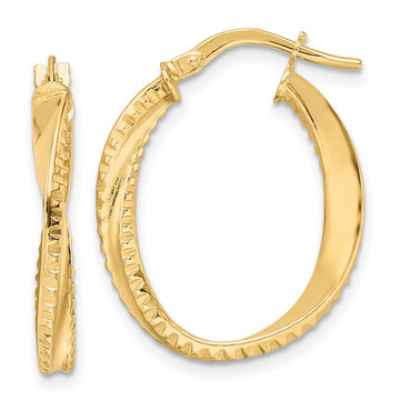 3mm Gold Textured Twisted Hoop Earrings