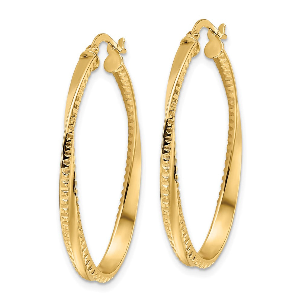 3mm Gold Textured Twisted Hoop Earrings