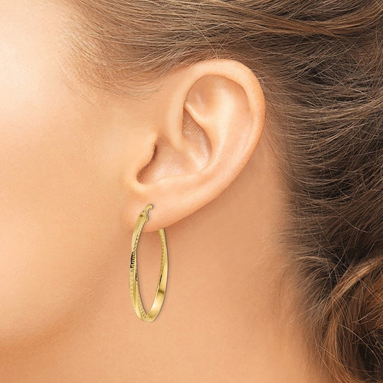 3mm Gold Textured Twisted Hoop Earrings