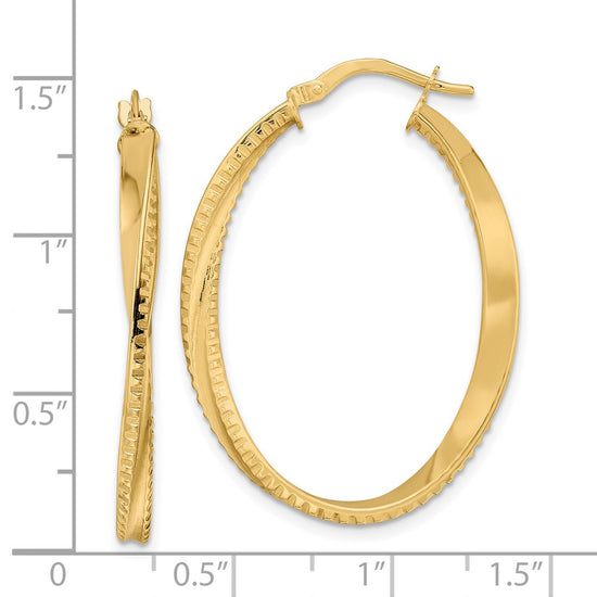 3mm Gold Textured Twisted Hoop Earrings