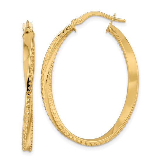 3mm Gold Textured Twisted Hoop Earrings