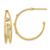 14K & White Rhodium Polished CZ Post Hoop Earrings