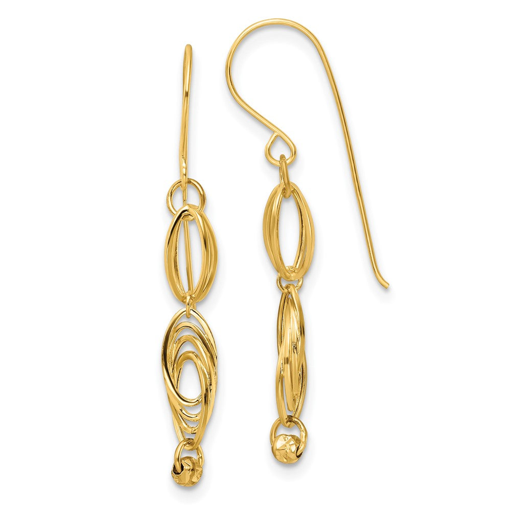 14K Oval Links Dangle French Hook Earrings