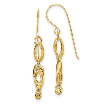 14K Oval Links Dangle French Hook Earrings
