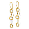 14K Three Circle and Chain Dangle French Hook Earrings
