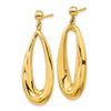 14K Polished Hollow Wavy Oval Dangle Post Earrings