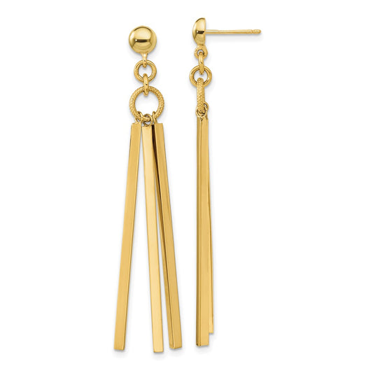 14K Polished 3-Bar Dangle Post Earrings