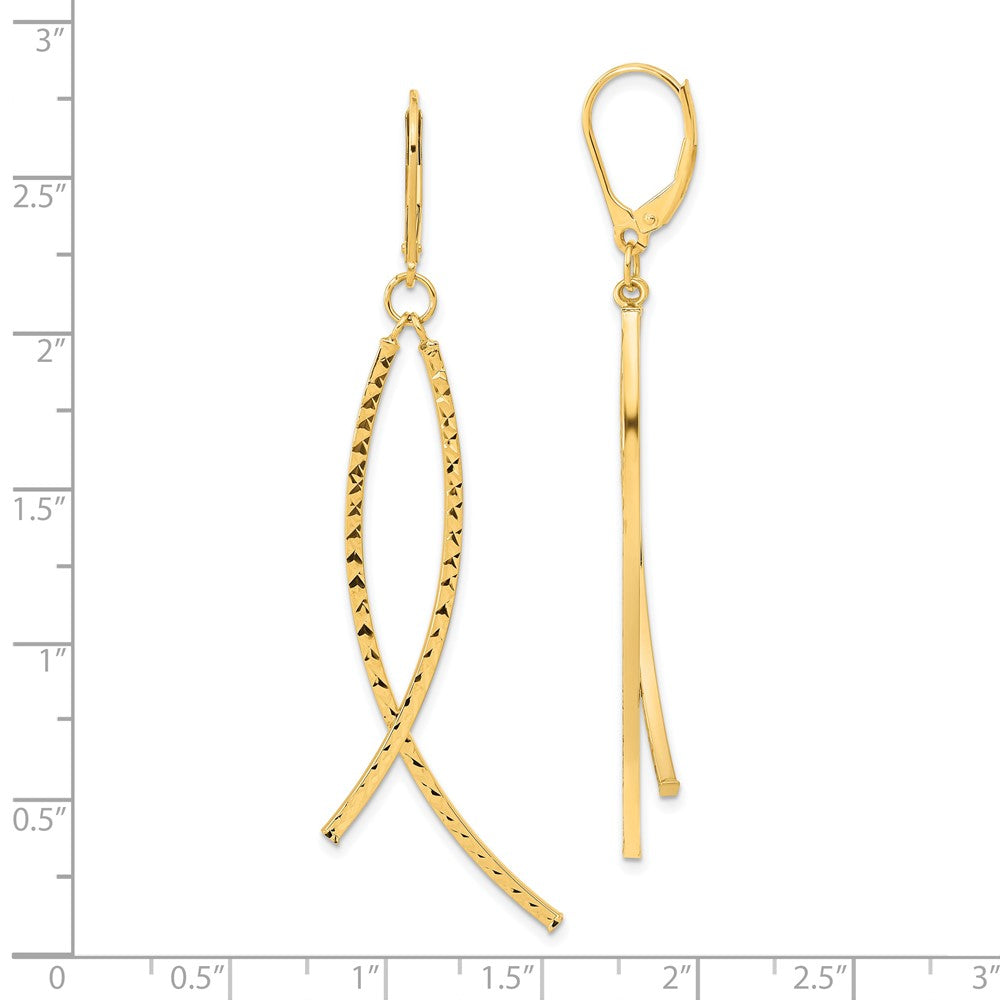 Gold Wavy Dangle Leverback Earrings