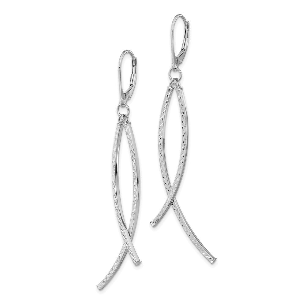 Gold Wavy Dangle Leverback Earrings