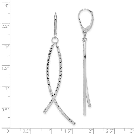 Gold Wavy Dangle Leverback Earrings