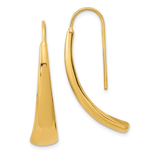 14k Polished Graduated Hollow Dangle Wire Earrings