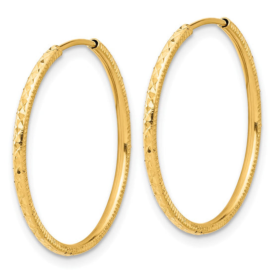 1.5mm Diamond-cut Endless Gold Tube Hoop Earrings