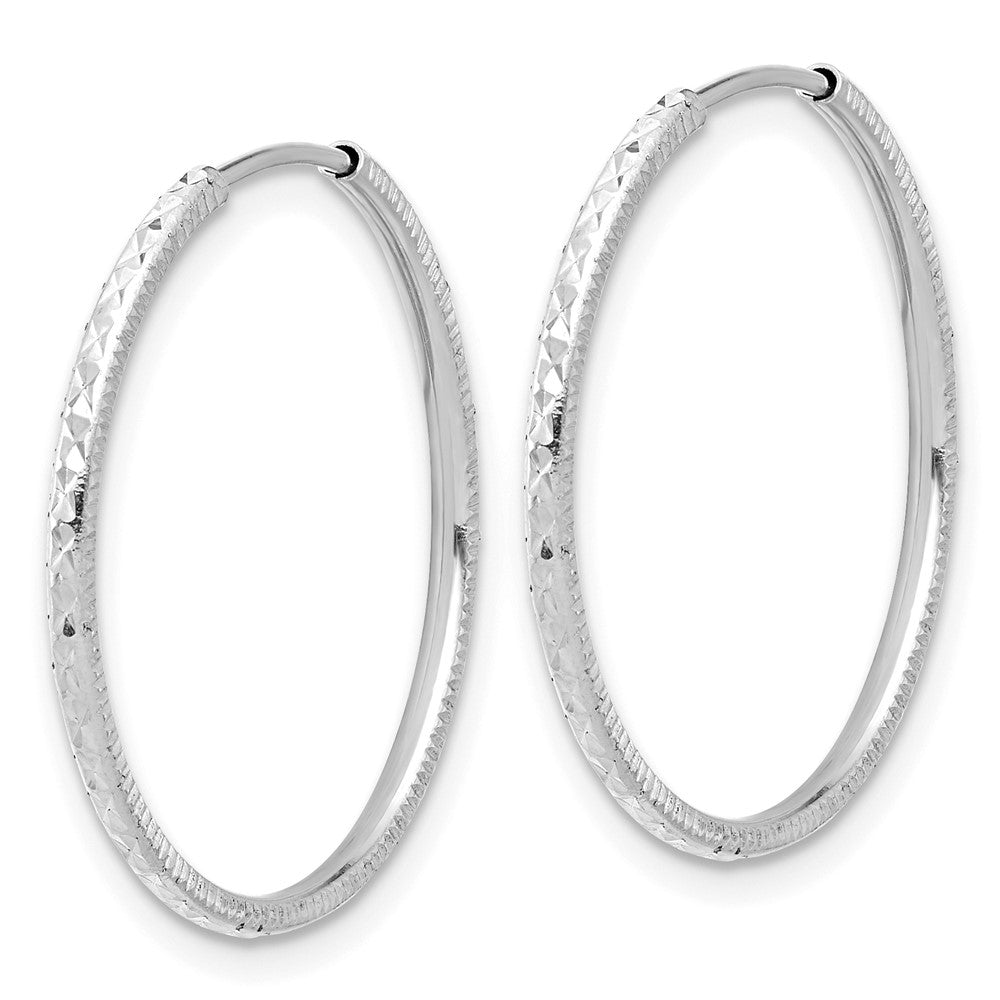 1.5mm Diamond-cut Endless Gold Tube Hoop Earrings