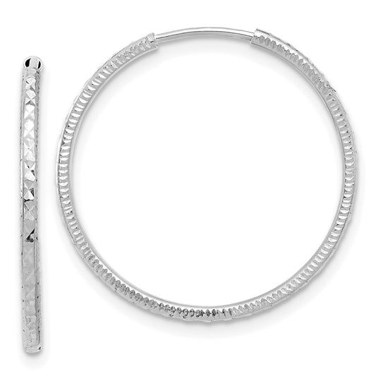 1.5mm Diamond-cut Endless Gold Tube Hoop Earrings